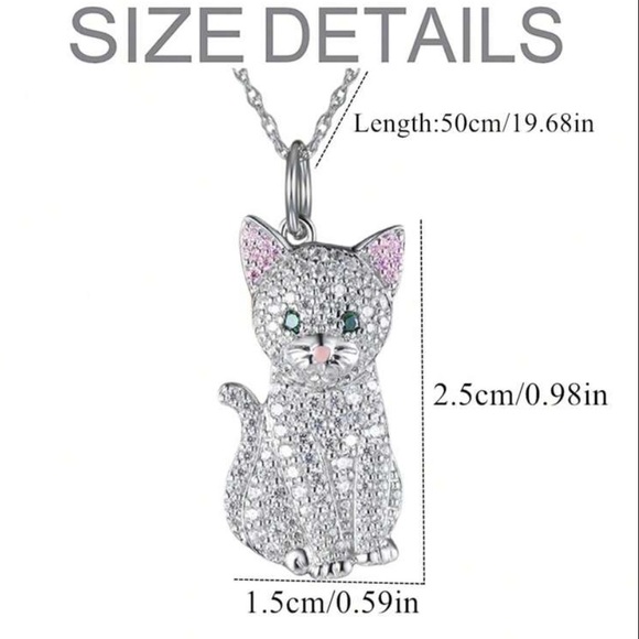 Cubic Zirconia Cat Necklace - Picture 8 of 8